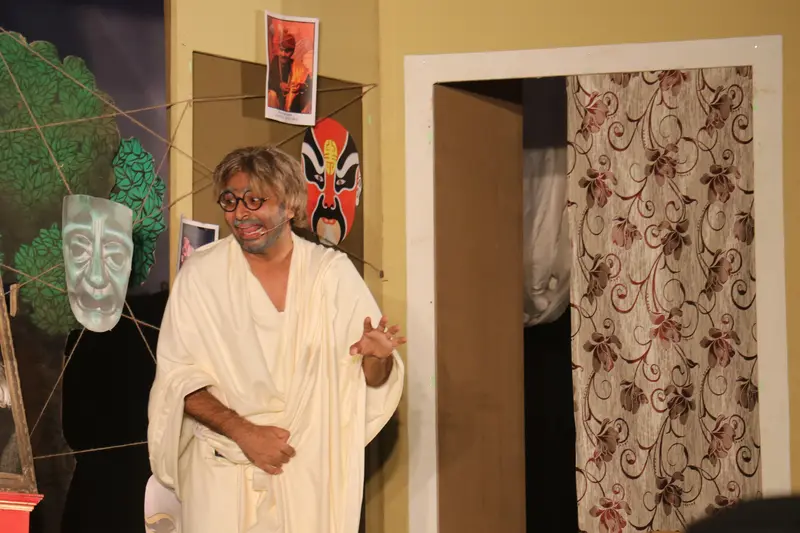 Dramatic stage rehearsal and acting workshop
